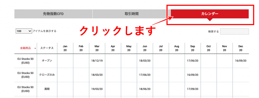 XMTradingでの株式指数取引_日経225_カレンダー