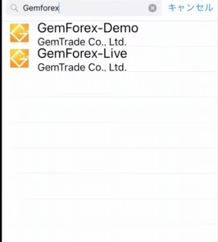 GEMFOREX スマホアプリ選択画面
